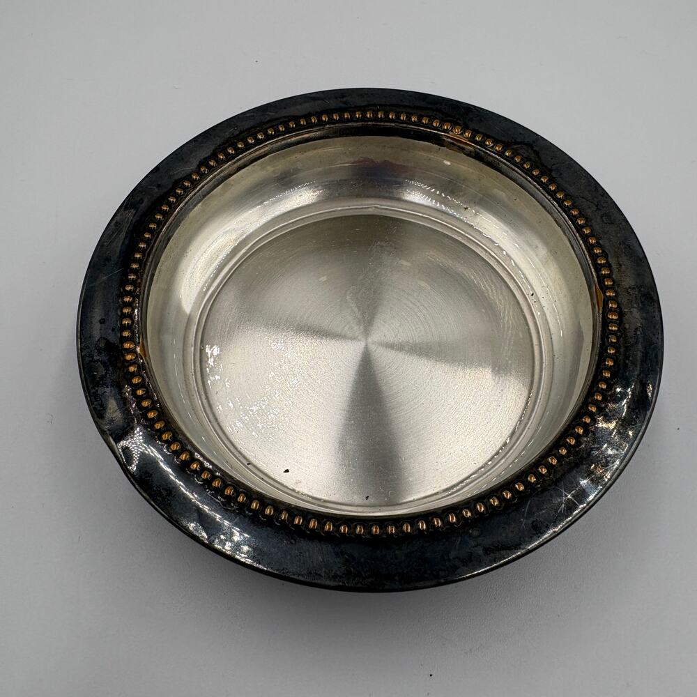 Vintage Silver Plated Trinket Bowl Coaster Beaded Rim W&S Blackinton